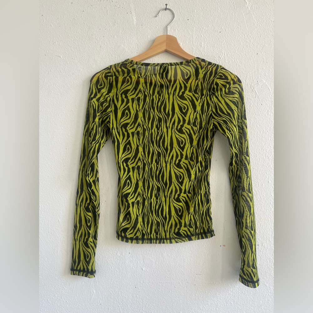 Green Zebra Print Sheer Top